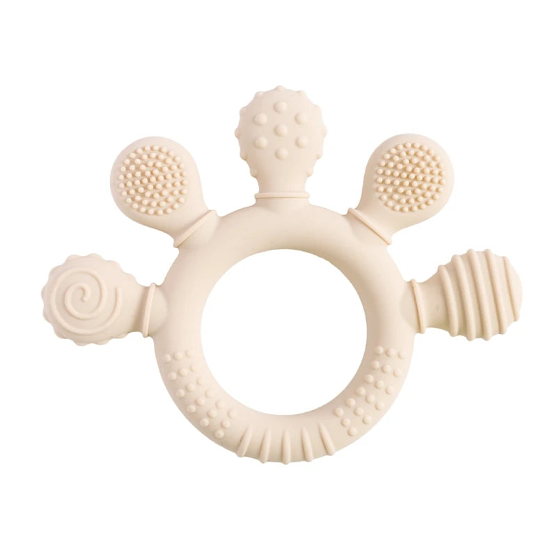 BPA-Free Baby Silicone Teether Sensory Toy Food-Grade Chewable Toy Teething Ring Easy-Grip Infant Teething Toy Newborn Gift