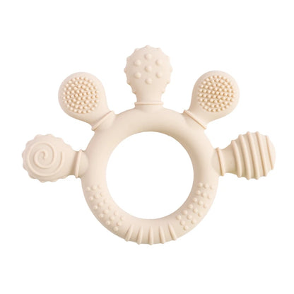 BPA-Free Baby Silicone Teether Sensory Toy Food-Grade Chewable Toy Teething Ring Easy-Grip Infant Teething Toy Newborn Gift