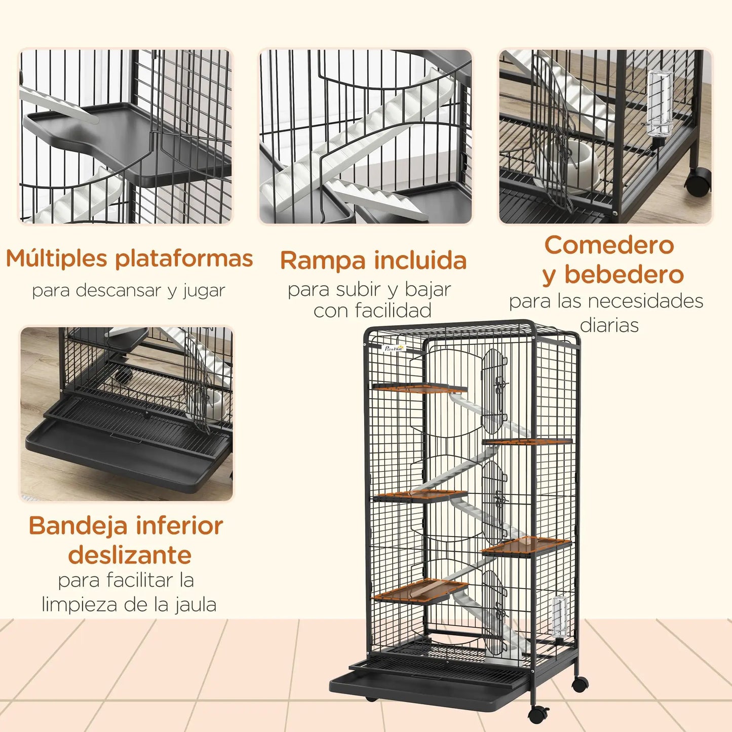 Metal Cage Black S for Small Animals Pet Cage with Assembly Kit Shipping from Spain