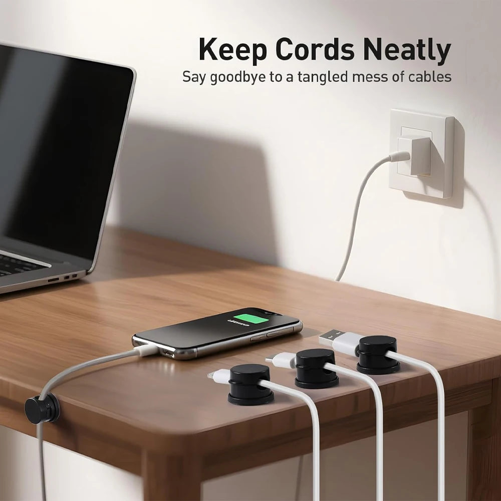 6PCS Magnetic Cable Clips Cable Smooth Adjustable Cord Holder Cable Organizer Holder Under Desk Cable Management