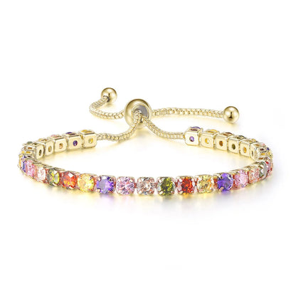 Adjustable Colorful Birthstone Tennis Bracelets for Women 4MM Crystal Bangle Female Hand Chain Trend Jewelry Accessories H133
