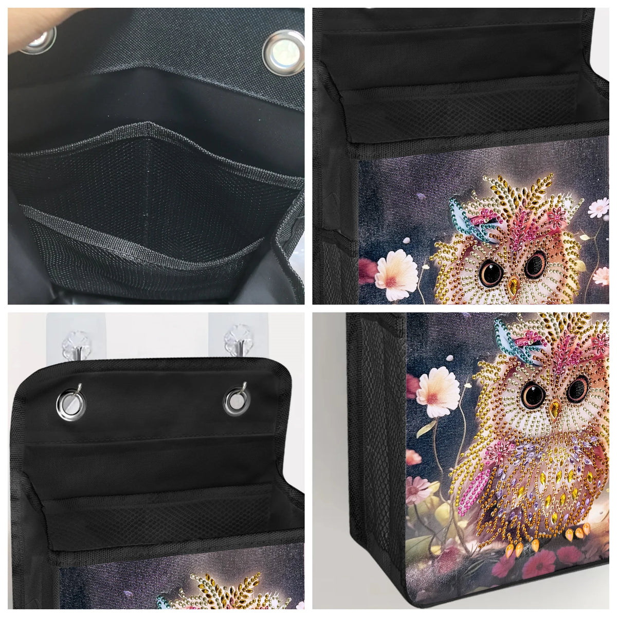 1pc/Set DIY Butterfly Diamond Art Hanging Storage Bags Canvas Crystal Rhinestone Cats Diamond Painting Storage Bags for Hanging