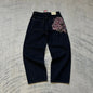 Vintage Low Waist Hip Hop Cherry Blossom Embroidered Jeans  Wide Leg Trousers Y2K Clothes Mens Womes Embroidered Baggy Jeans