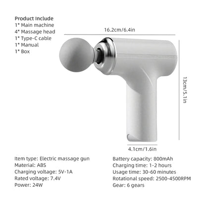 USB Portable Electric Massage Gun Mini Fascia Gun High Frequency Vibration Body Massage Gun Muscle Relaxation Fascia masajeador