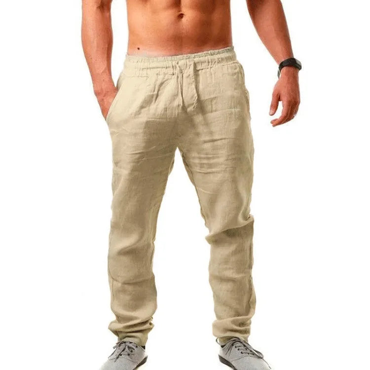 2025 New Men's Cotton Linen Pants Male Autumn New Breathable Solid Color Linen Trousers Fitness Streetwear S-3XL-5XL