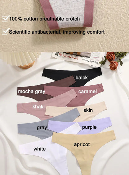3PCS/SET Sexy G-String Underwear Breathable Female T-back Intimate Lingerie Seamless Low Waist Underpants Lady Bikini Panty S-XL