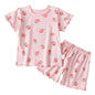 Baby Girl Strawberry Pajamas Set Summer Short Sleeve Thin Two Piece Toddler Kids Sleepwear Infant Home Wear Clothes
