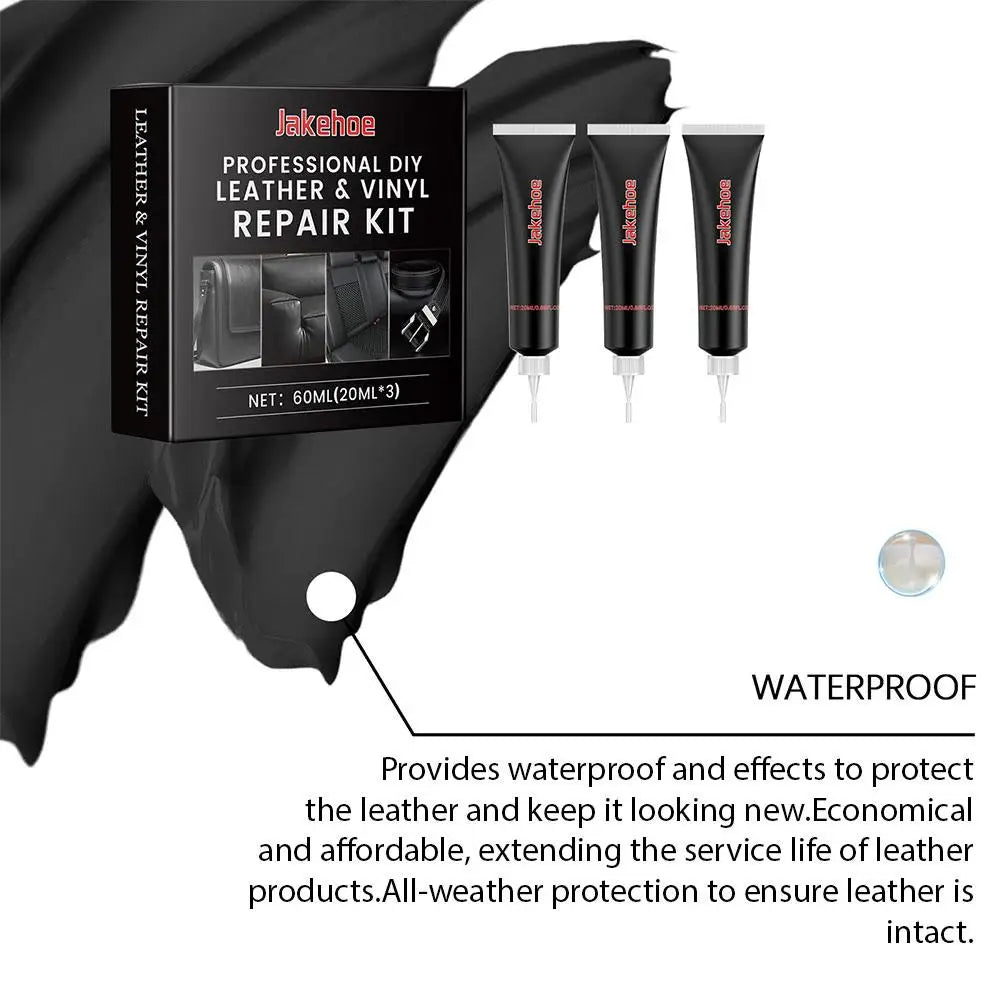 60ml Car Care Kit Liquid Leather Skin Refurbish Repair Tool Auto Seat Sofa Coats Holes Scratch Cracks Restoration Black