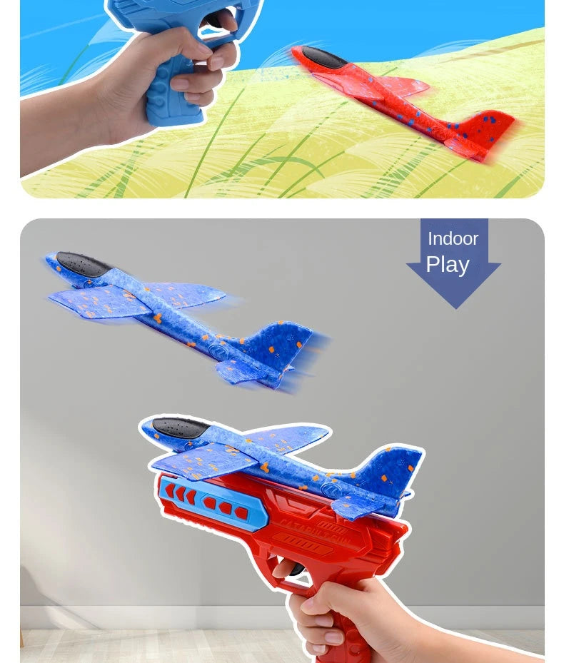 Children's Outdoor Ejection Aircraft Toys Foam Aircraft Oy Gun Parent-Child Outdoor Games Toys Children's Gifts Flying Toy