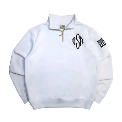 Y2K Retro Quarterzip Pullover Hoodie Embroidery Sweatshirt American Vintage Old Money Casual Streetwear Unisex Oversized Coat
