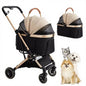 Pet Stroller 3 In 1 Foldable 4 Wheel For Small Medium Pets 50lbs Capacity Detachable Portable Travel Carrier With Storage