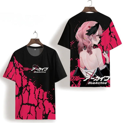 Takanashi Hoshino Game Blue Archive Cosplay T-shirts 3D Print Anime Cartoon Tees Summer Men Women Harajuku Y2k Short Sleeve Tops