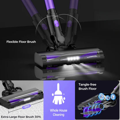 Cordless Vacuum Cleaner, 40KPa/50Mins/3 Modes, Cordless Stick Vacuum with LED Display & Foldable Lightweight Design, Rechargeable Handle Cleaners for Home, Pet Hair, Carpet, Hard Floor