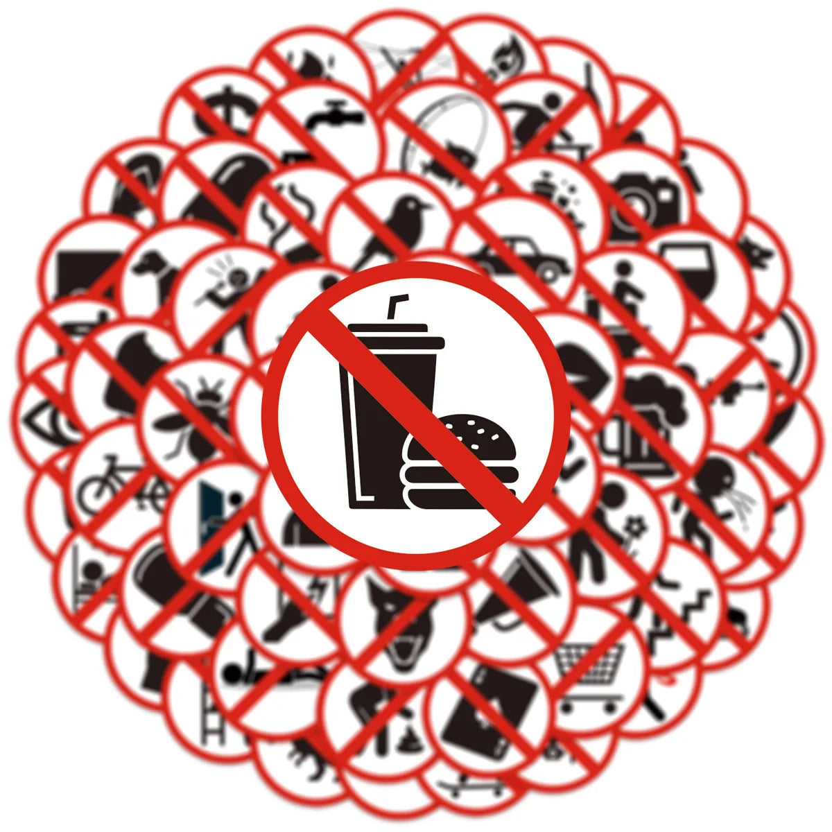 63Pcs Funny Warning Sign Sticker, Water Bottle, Laptop, Phone, Guitar, Skateboard, Stationery DIY Decor Stickers For Kids Adults