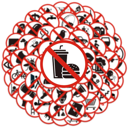 63Pcs Funny Warning Sign Sticker, Water Bottle, Laptop, Phone, Guitar, Skateboard, Stationery DIY Decor Stickers For Kids Adults