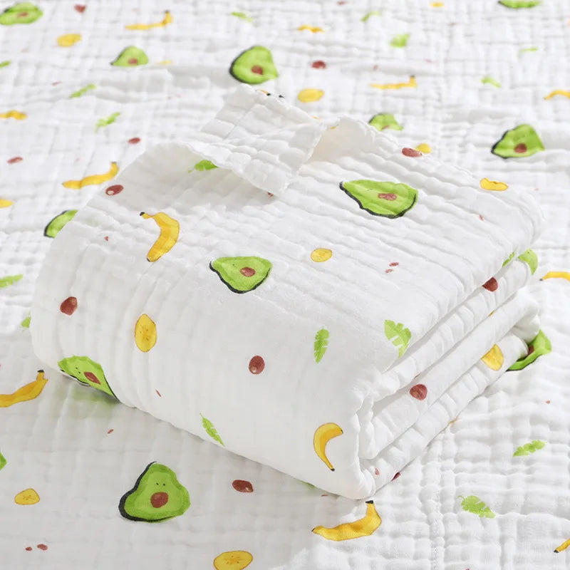 Environmental Breathable Newborn Baby Cotton Gauze Printed Muslin Swaddle Blanket Baby Bath Towel