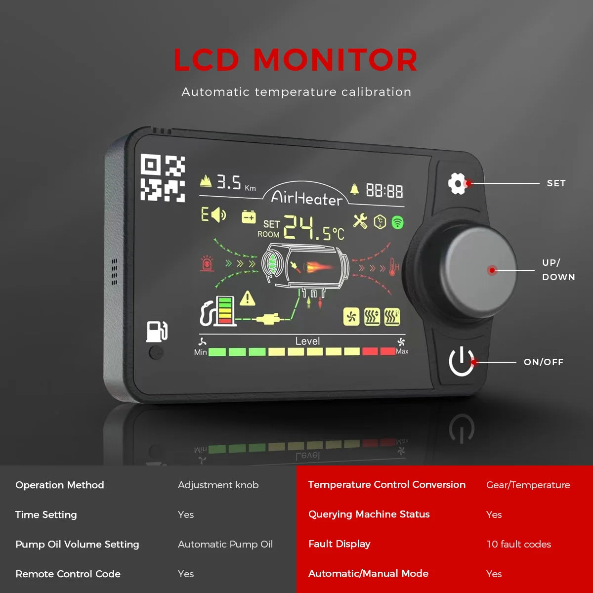 8KW Diesel Air Heater 12V&24V All in One Parking Heater with LCD Switch & Remote Control Bluetooth APP for RV Truck Car Tent