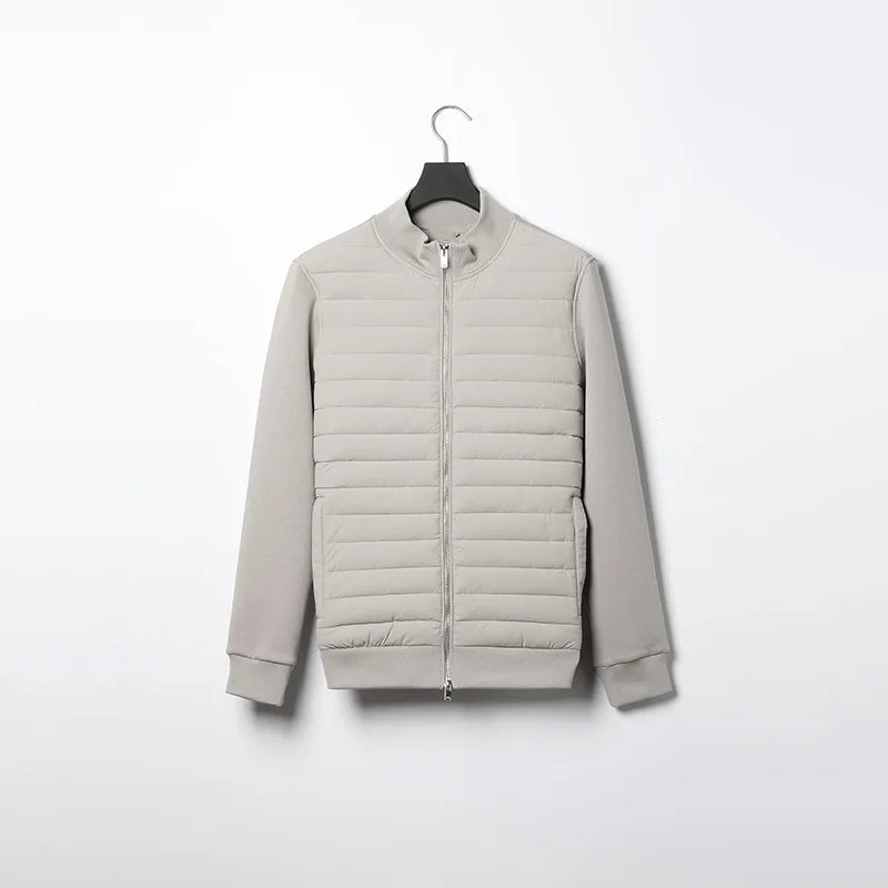 Autumn Winter Lightweight Stand Collar Down Jacket for Men Solid Slim Zipper Casual Warm Parkas Outwear Business Causal Jackets