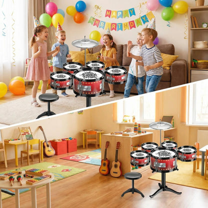 Toddler Drum Set Kids Jazz Drum Kit Educational Percussion Musical Instruments Toy Playset Christmas Birthday Gift for Boys Girl