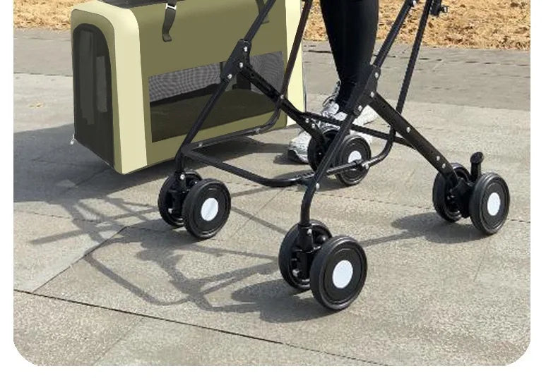 Detachable Cabin Pet Stroller Lightweight Foldable Cat Dog Trolley Outdoor Travel Hand Push Cart for Small & Medium Sized Pets