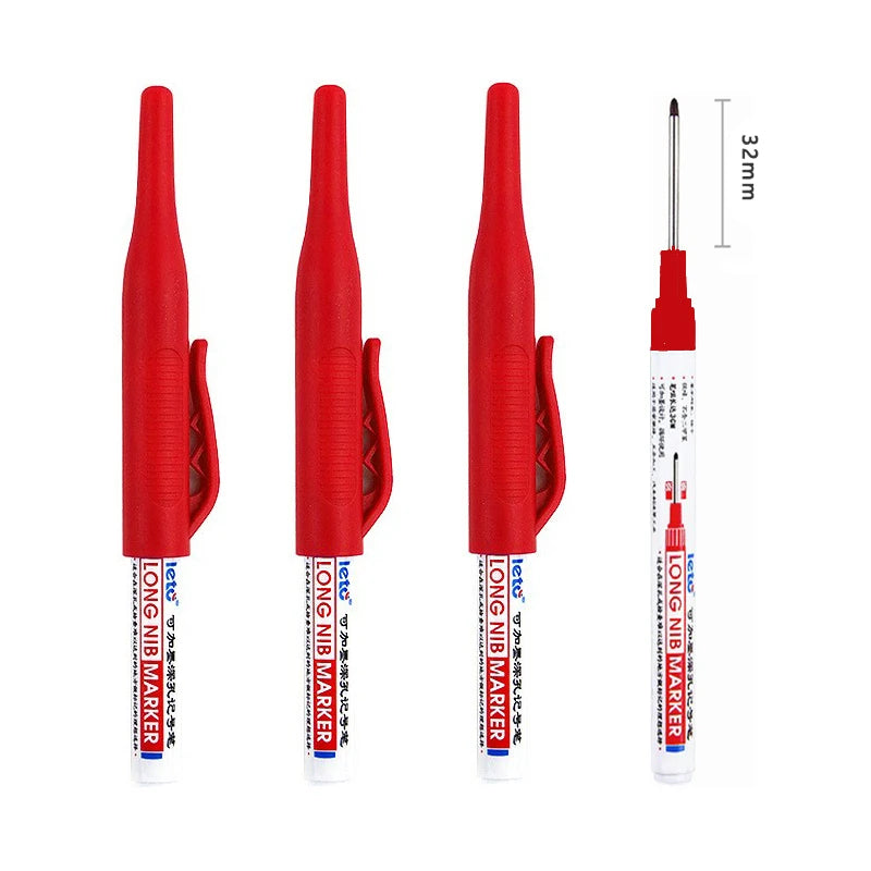 4Pcs/Set 30mm Deep Hole Long Nib Head Markers For Metal Perforating Pen Waterproof Bathroom Woodworking Decoration Multi-Purpose