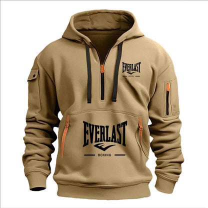 Fashion autumn and winter men's brand clothing multi-zipper design printed hoodie casual sweatshirt loose hooded jumper