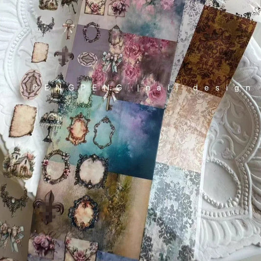 1Pc 100cm Leopard Nail Foils for Lace Transfer Paper Floral Stickers Bowknot Nails Wraps Vintage Leopard Nail Art Decorations
