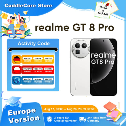 realme GT 8 Pro 5G Smartphone Snapdragon 8 Elite Gen 5 50W Wireless Charge 200MP Ultra Camera 144Hz Screen New EU Version
