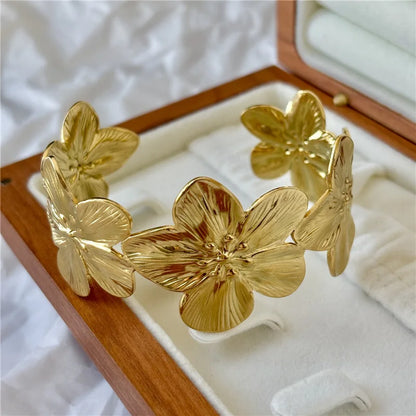 LATS New Personality Wide Flower Bracelet Opening Geometric Adjustable Hand Jewelry Wholesale
