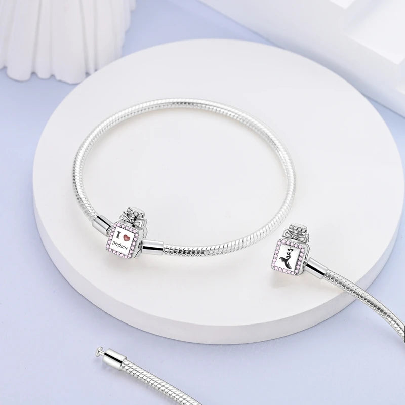 Original 925 Sterling Silver Bracelets 17-20CM Love Heart Flowers Butterfly Charms Beads Bracelet For Women Fashion Jewelry Gift