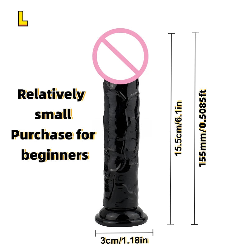 Realistic Soft Jelly Dildo Transparent Suction Cup Strong Grip Flexible Intimate Toy for Women Solo Couple Play