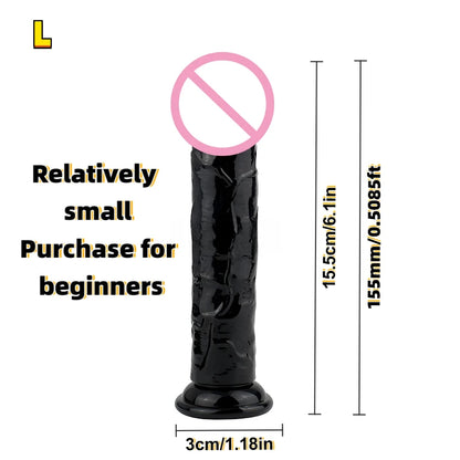 Realistic Soft Jelly Dildo Transparent Suction Cup Strong Grip Flexible Intimate Toy for Women Solo Couple Play