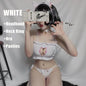Japanese Anime Cat Cosplay Uniform Bra Panties Set Women Intimates Kawaii Lolita Hollow Out Sexy Lingerie Underwear Set