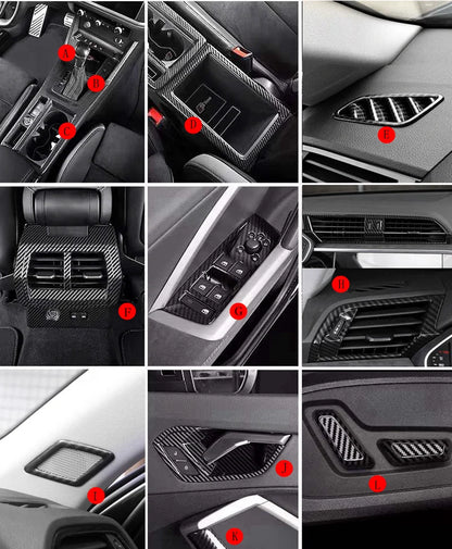 FOR Audi Q3 2019 -2022 Car Carbon fiber style Console Gear Shift Frame Cover Trim Interior accessories  Auto Integral interior