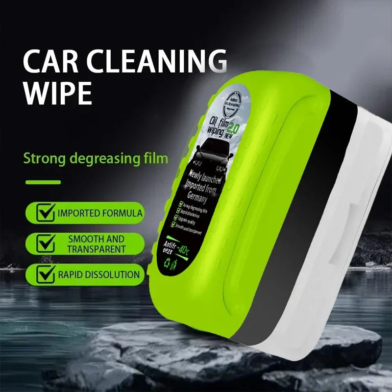 Car Glass Oil Film Cleaning Brush, Built-in Liquid Windscreen Cleaner, Remove Stains & Improve Driving Visibility