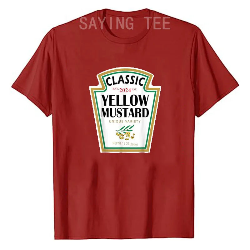 Red Ketchup Yellow Mustard DIY Costume Matching Couples Groups Halloween T-Shirt Gifts Lazy Easy Condiments Costumes Couple Tops