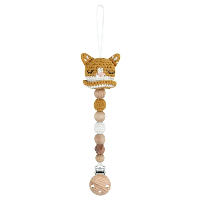 Baby Pacifier Clip Crochet Koalas Handbell Rattle Doll Teether Pacifier Chain Clips Set Dummy Chain Cartoon Teething Toy