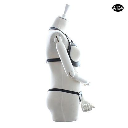 Bondage Harness Metal Leather Clothes Sexy Lingerie Bra Panty Adult Games Restraints Fetish Wear Erotic Costume BDSM Sex Toys