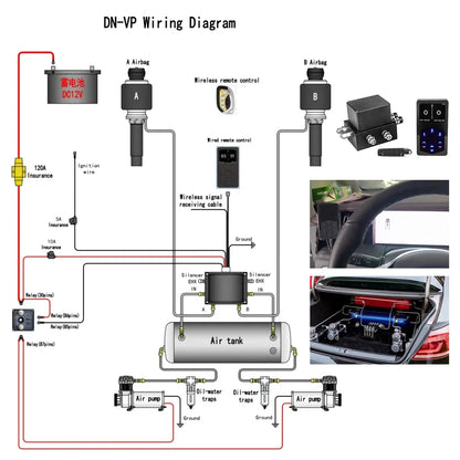 Universal 2-mode Controlled Air Suspension System 3 Preset Memory,Real-Time PSI Monitoring&Auto-Leveling for Truck/SUV/CustomCar