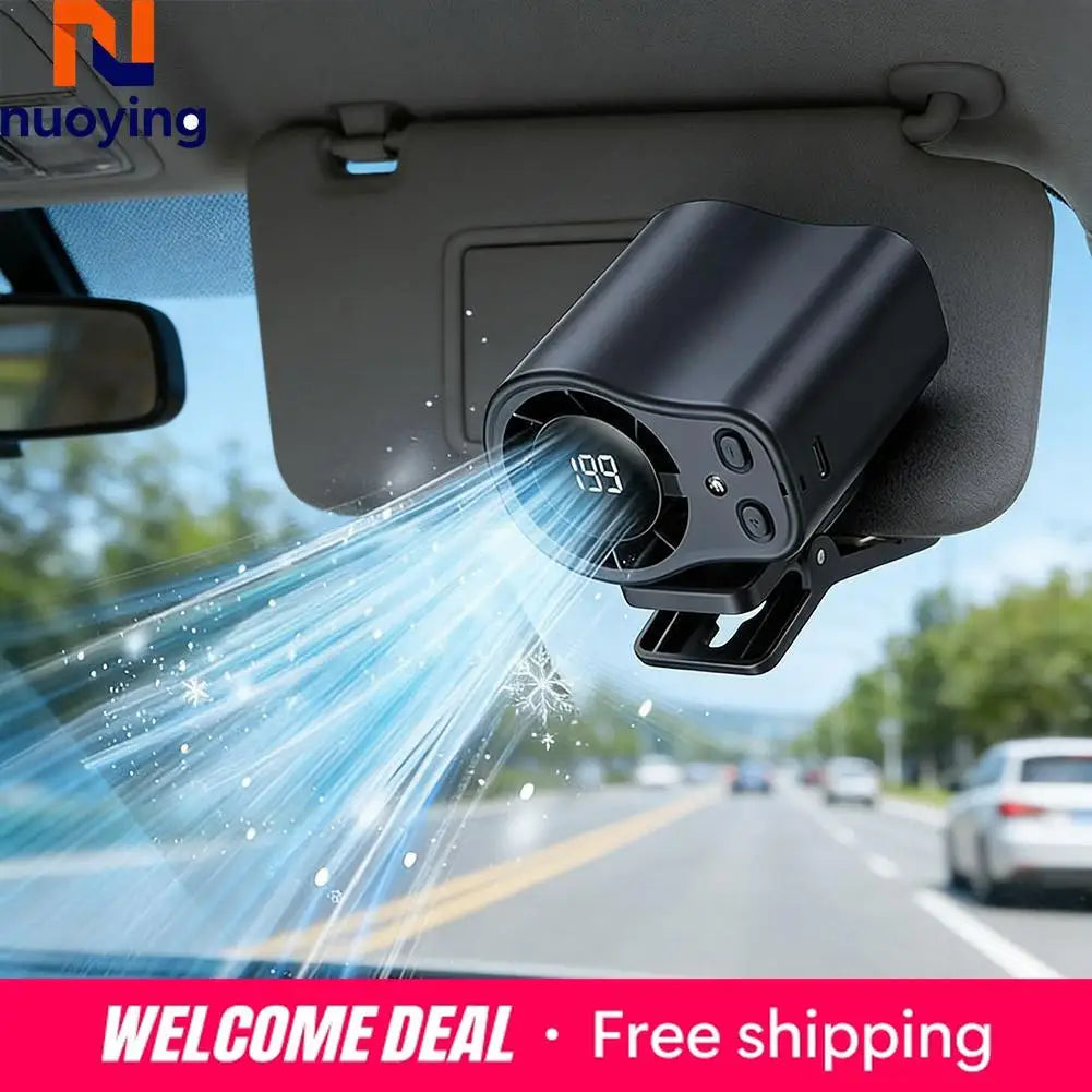 360 Rotatable Semiconductor Cooling Fan USB Rechargeable Clip Fan Quiet Design with LED Screen for Car & Camping