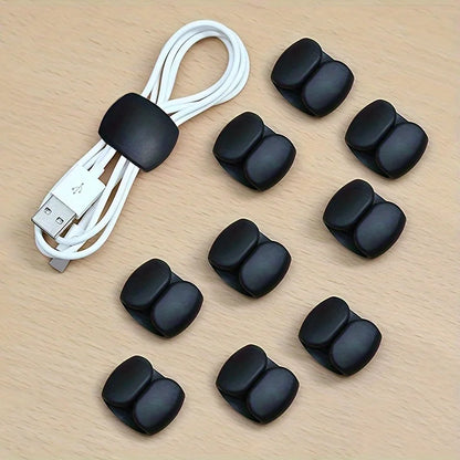 10pcs Multi-Function Cable Organizer Clips for Charging & Earphone Cords - Durable Plastic