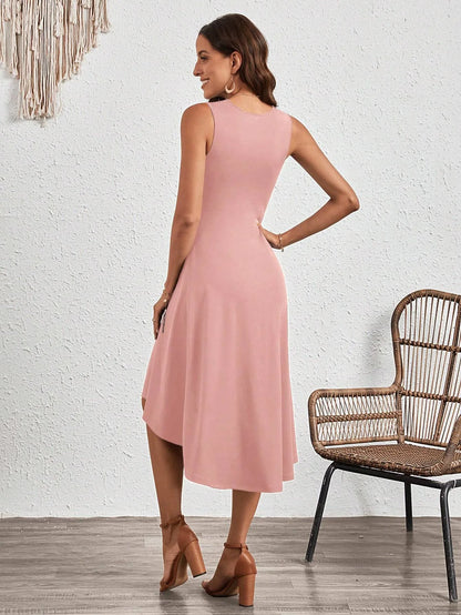 New Women's Dress Slim Sleeveless A-line Skirt Elegant Simple Office Red Korean Midi Skirt for Female
