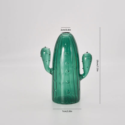 Cactus Glass Vase Hydroponic Plant Living Room Decoration Aromatherapy Bottle Flower Decor Vase Tabletop Small Vase Handicraft