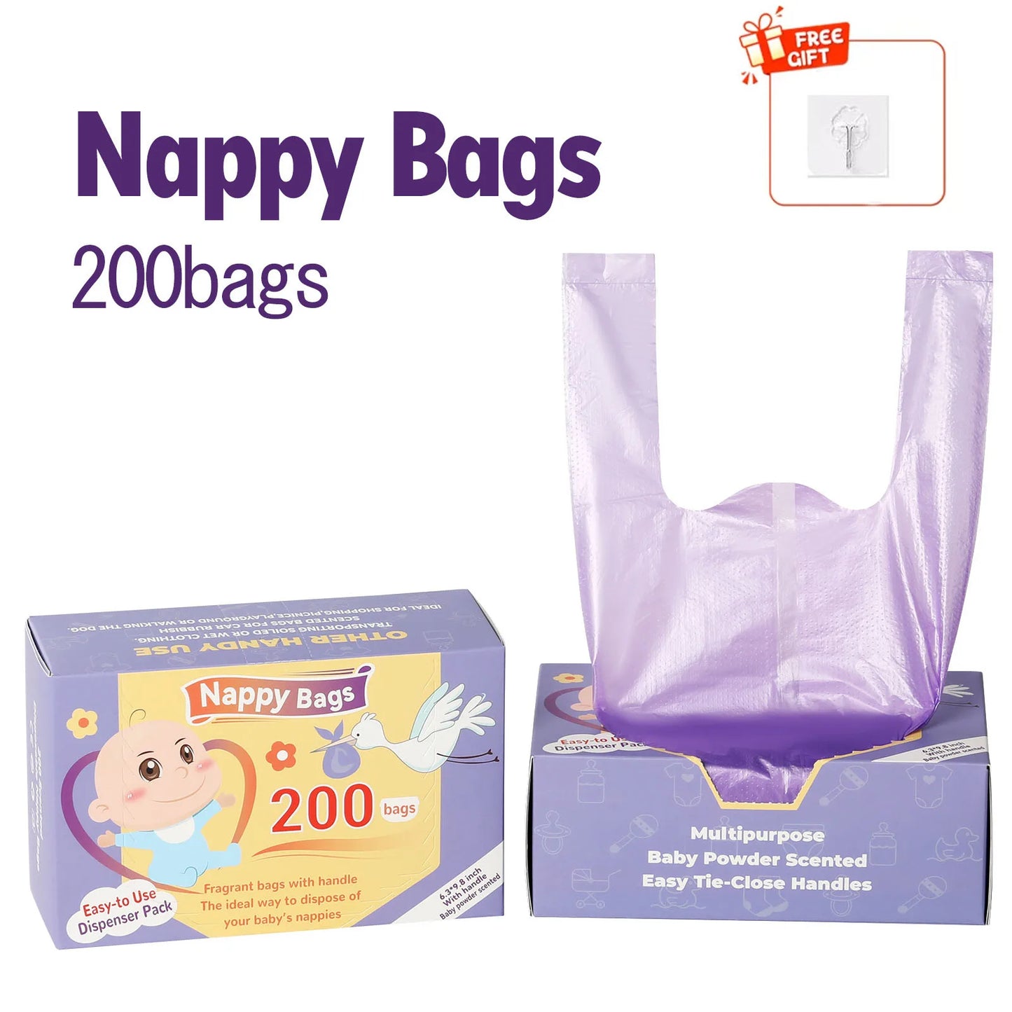 Portable Nappy Bags Disposable Scented Leak-proof Odor Removing Garbage Bag for Feminine Products Diaper Disposal Pet Waste Bags