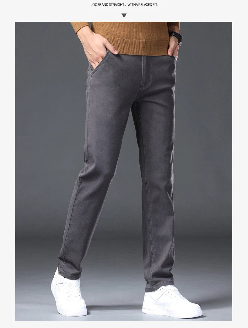 Classic Style 3 Colors Autumn Men's Slim Brown Jeans High Quality Business Casual High Stretch Denim Pants Male Brand Trousers