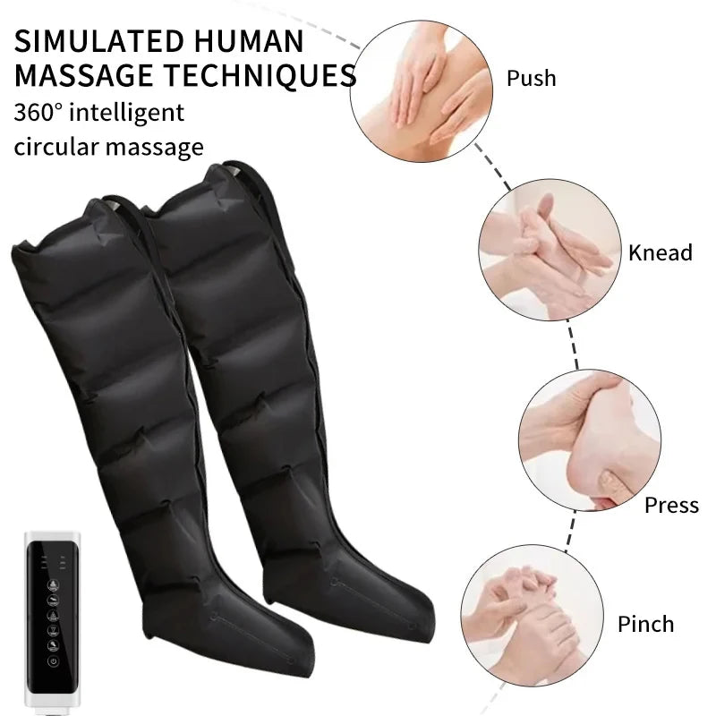 Air Pressure Leg Massager Foot Circulation Massage  Boots Kneading Squeeze Deep Relaxation Calf With Remote Control Adjustable