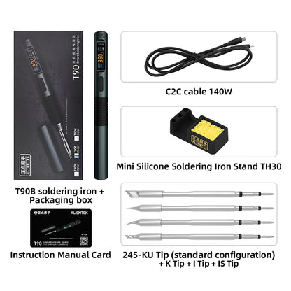 ALIENTEK T90 Smart Soldering Iron PD 3.1140W Portable Digital Display 80-450℃ PCB Precision Soldering Iron Repair Tool Kit