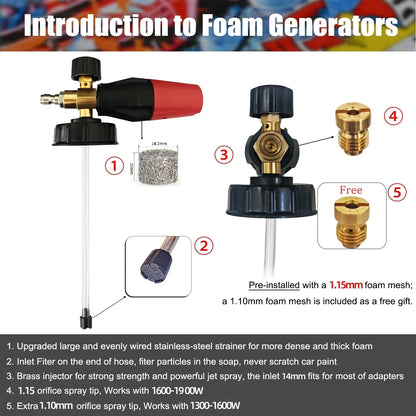 Graffiti Design High-Pressure Foam Gun Set - Multi-Brand Fit for Karcher/Bosch/Nilfisk, Ergonomic Grip,Car/RV/Truck Cleaning Kit