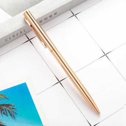 50 Pcs Metal Ballpoint Pen Rose Gold Pen Custom Logo School&office Supplies Stationery Business Gift Lettering Engraved Name