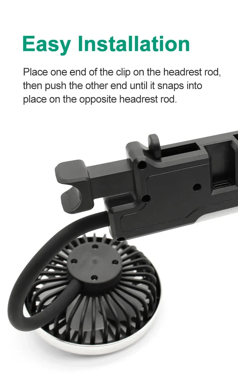 EAFC Car USB Fan Dual Head Cooling Air Fan Independent Switch 3-Speed 360 Degree Adjustable Auto Fan Car Electrical Appliances